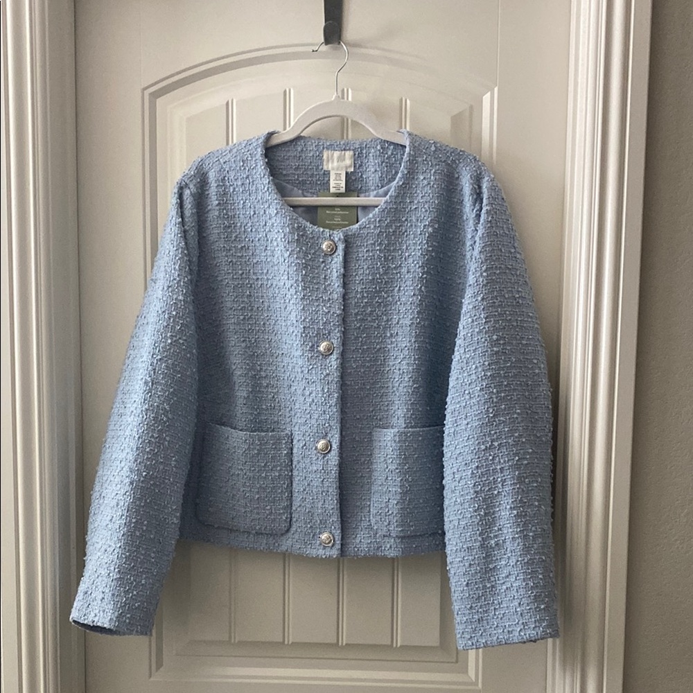 NWT Light Blue Textured Jacket with Pockets